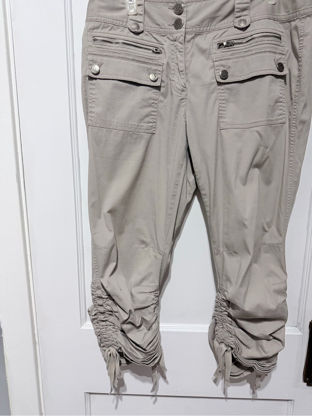 Inc Light Beige Capri Pants with Ruched Hem